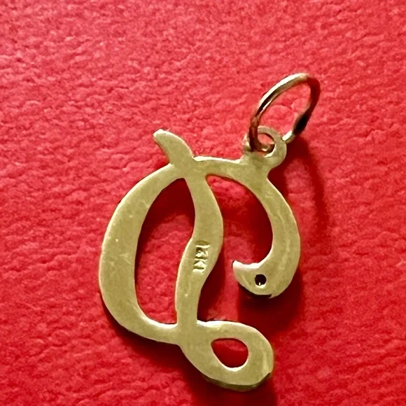 14K Yellow Gold D Initial Pendant with Diamond Accent - Picture 6 of 11
